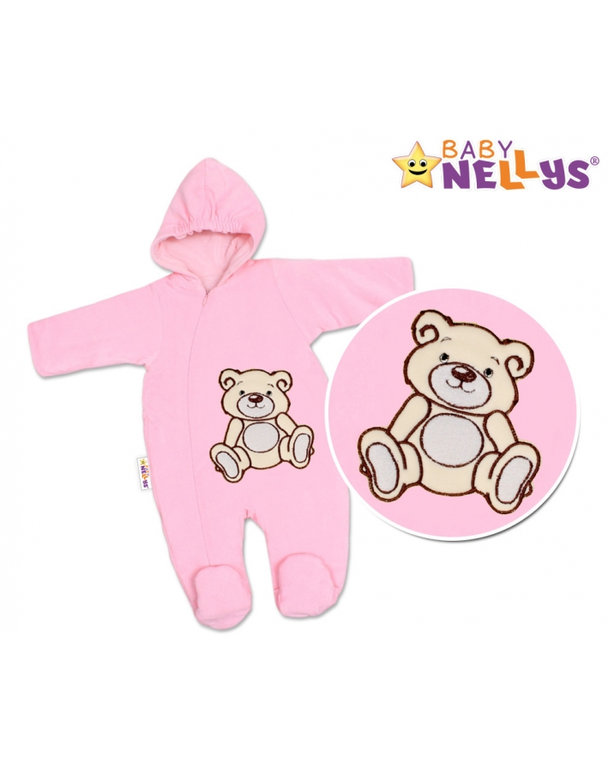 BABY NELLYS Kombinézka/overal Medvedík Teddy - ružová