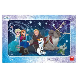 Teddies Puzzle Snehové vločky doskové 15 dielikov Frozen / Ľadové kráľovstvo 30x19cm