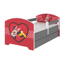 BabyBoo Detská posteľ Disney s zásuvkou, 160x80cm + zábrany - Minnie Srdiečko