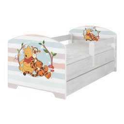 BabyBoo Detská postel Disney s šuplíkom - Medvedík PÚ prúžok