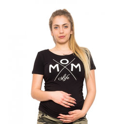 Be MaaMaa Tehotenské triko - Mom Live - čierna, vel. XL