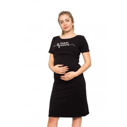 Be MaaMaa Tehotenská, dojčiace nočná košeľa Queen - černá, vel. L/XL, B19