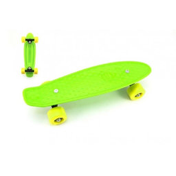 Teddies Skateboard - pennyboard 43cm, nosnosť 60kg plastové osi, zelená, žltá kola