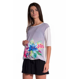 Be MaaMaa Tehotenské tričko/blúzka s potlačou kvetín - šedé, vel´. XL