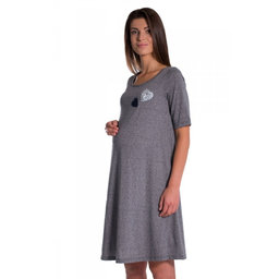 Be MaaMaa Letné, volné tehotenské šaty s kr. rukávom - grafit, vel´. XL