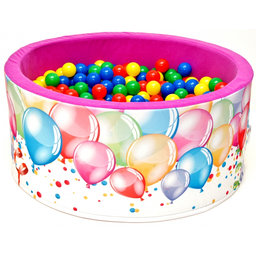 NELLYS Bazén pre deti 90x40cm kruhový tvar + 200 balónikov - růžový s balónky, Ce19
