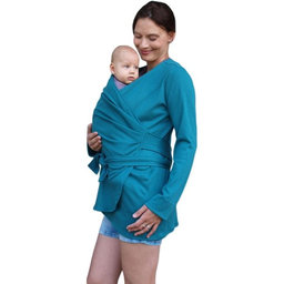 JOŽÁNEK Zavinovací kabátik pre nosiace, tehotné - biobavlněný - petrolejový