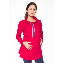 Be MaaMaa Tehotenské tričko / mikina so stojačikom Nova - červená, veľ. XL